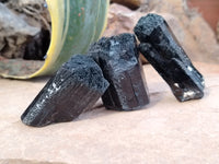 Natural Schorl Black Tourmaline with Opal Hyalite Specimen x 12 From Erongo, Namibia