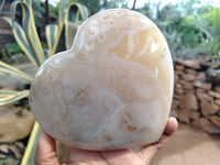 Polished Dendritic Agate Gemstone Hearts x 2 From Madagascar