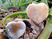 Polished Dendritic Agate Gemstone Hearts x 2 From Madagascar