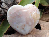 Polished Dendritic Agate Gemstone Hearts x 2 From Madagascar