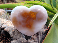 Polished Dendritic Agate Gemstone Hearts x 2 From Madagascar