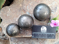 Polished Pharaoh Stone Black Basalt Spheres x 3 From Zimbabwe