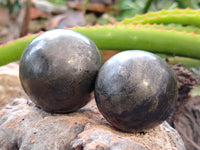 Polished Pharaoh Stone Black Basalt Spheres x 3 From Zimbabwe