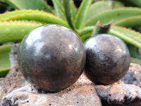 Polished Pharaoh Stone Black Basalt Spheres x 3 From Zimbabwe