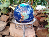 Hand Made Mixed Gemstone World Globe x 1 From China