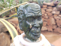 Polished Classic Butter Jade African Male Bust Carving x 1 From Zimbabwe