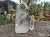 Polished Clear Quartz Crystals with Rainbow Veils x 12 From Madagascar