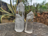 Polished Clear Quartz Crystals with Rainbow Veils x 12 From Madagascar