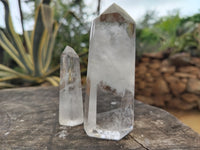 Polished Clear Quartz Crystals with Rainbow Veils x 12 From Madagascar