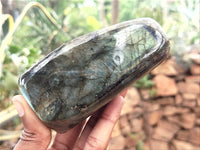 Polished Labradorite Standing Free Forms x 3 From Tulear, Madagascar