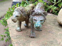 Hand Made Stone Lion Carvings x 2 From Zimbabwe