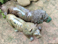 Hand Made Stone Lion Carvings x 2 From Zimbabwe