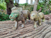 Hand Made Stone Lion Carvings x 2 From Zimbabwe