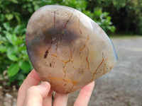 Polished Dendritic Agate Standing Free Forms x 2 From Madagascar