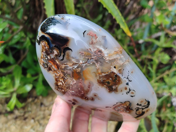 Polished Dendritic Agate Standing Free Forms x 2 From Madagascar