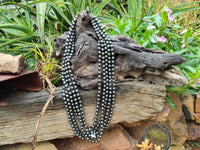 Polished Silver Hematite Ball Shaped Beaded Necklace - Sold Per Item - From China