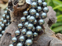 Polished Silver Hematite Ball Shaped Beaded Necklace - Sold Per Item - From China