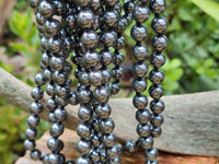 Polished Silver Hematite Ball Shaped Beaded Necklace - Sold Per Item - From China