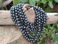 Polished Silver Hematite Ball Shaped Beaded Necklace - Sold Per Item - From China