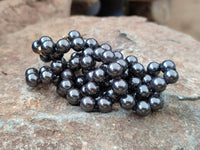 Polished Silver Hematite Ball Shaped Beaded Necklace - Sold Per Item - From China