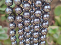 Polished Silver Hematite Ball Shaped Beaded Necklace - Sold Per Item - From China