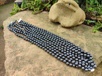 Polished Silver Hematite Ball Shaped Beaded Necklace - Sold Per Item - From China