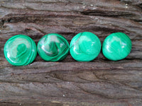 Hand Made Round Flower Banded Malachite Cabochons - Sold Per Item - From Congo