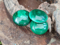 Hand Made Round Flower Banded Malachite Cabochons - Sold Per Item - From Congo