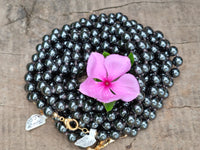 Polished Silver Hematite Ball Shaped Beaded Necklace - Sold Per Item - From China