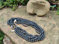 Polished Silver Hematite Ball Shaped Beaded Necklace - Sold Per Item - From China