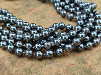 Polished Silver Hematite Ball Shaped Beaded Necklace - Sold Per Item - From China