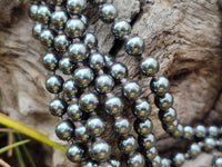 Polished Silver Hematite Ball Shaped Beaded Necklace - Sold Per Item - From China