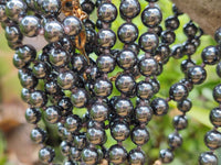 Polished Silver Hematite Ball Shaped Beaded Necklace - Sold Per Item - From China