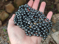 Polished Silver Hematite Ball Shaped Beaded Necklace - Sold Per Item - From China