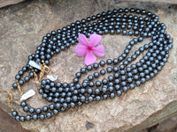 Polished Silver Hematite Ball Shaped Beaded Necklace - Sold Per Item - From China