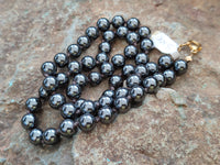 Polished Silver Hematite Ball Shaped Beaded Necklace - Sold Per Item - From China