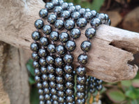 Polished Silver Hematite Ball Shaped Beaded Necklace - Sold Per Item - From China