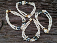 Polished Hematite and Freshwater Pearl Beaded Bracelet- Sold Per Item - From Southern Africa