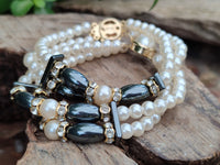 Polished Hematite and Freshwater Pearl Beaded Bracelet- Sold Per Item - From Southern Africa