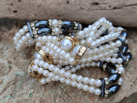 Polished Hematite and Freshwater Pearl Beaded Bracelet- Sold Per Item - From Southern Africa