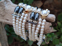 Polished Hematite and Freshwater Pearl Beaded Bracelet- Sold Per Item - From Southern Africa