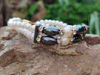 Polished Hematite and Freshwater Pearl Beaded Bracelet- Sold Per Item - From Southern Africa