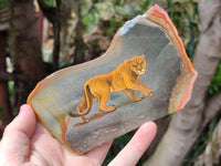 Hand Made Lioness Decoupage Stone Slabs x 3 From Southern Africa