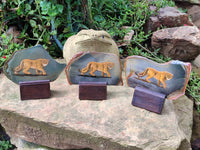 Hand Made Lioness Decoupage Stone Slabs x 3 From Southern Africa