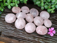 Polished Rose Quartz Palm Stones x 12 From Madagascar