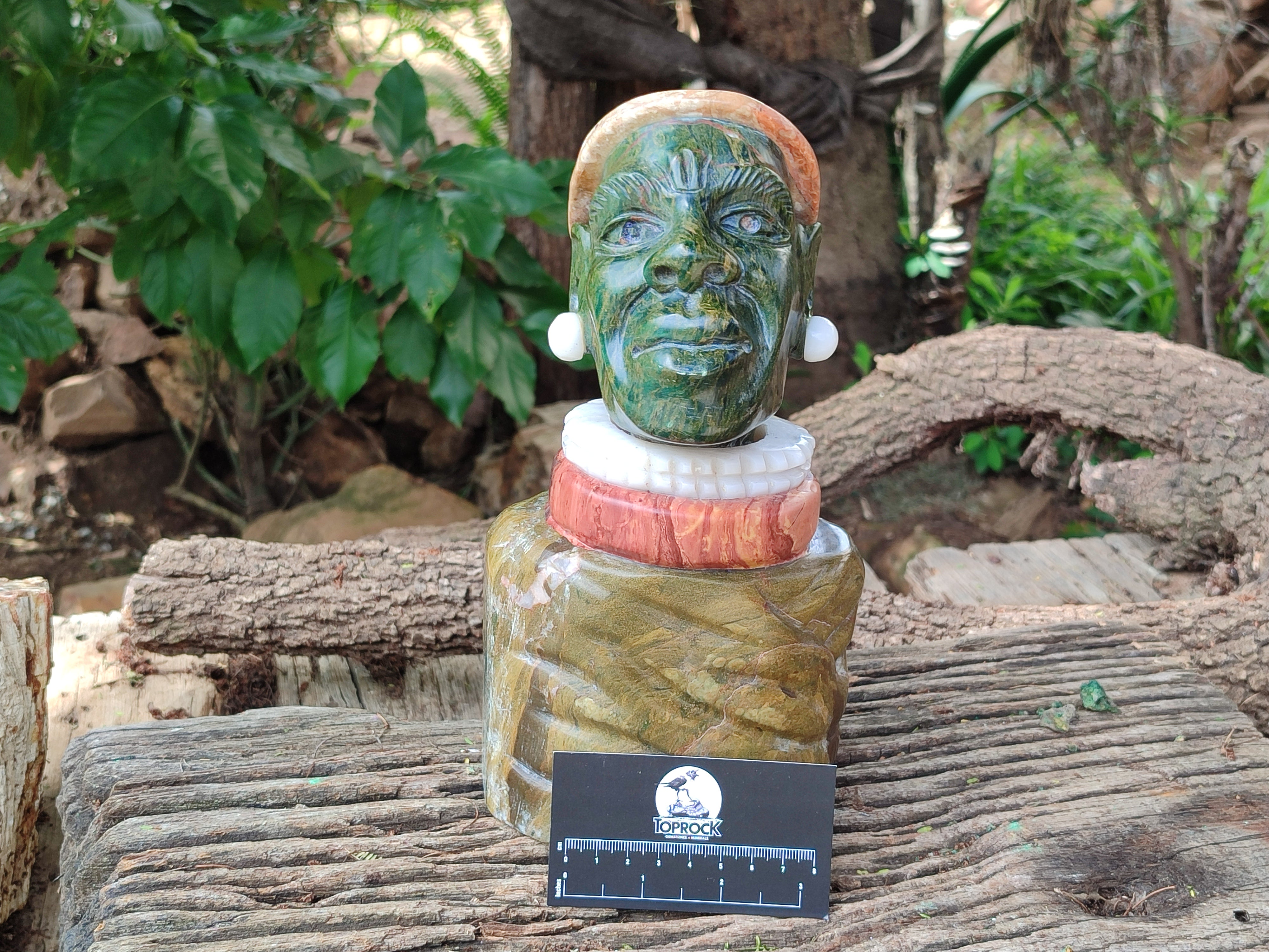 Hand Made African Male Bust Carving x 1 From Zimbabwe