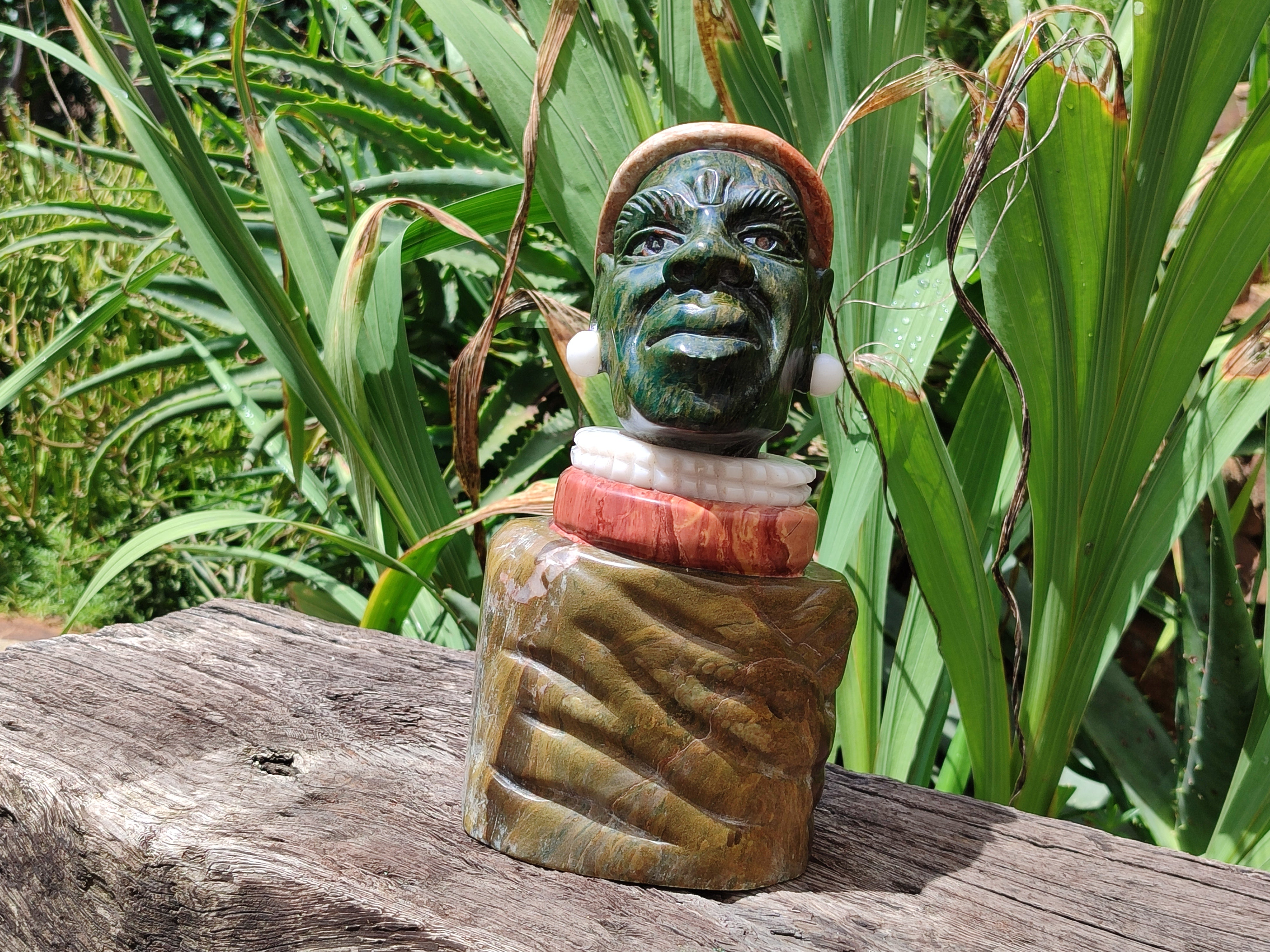 Hand Made African Male Bust Carving x 1 From Zimbabwe