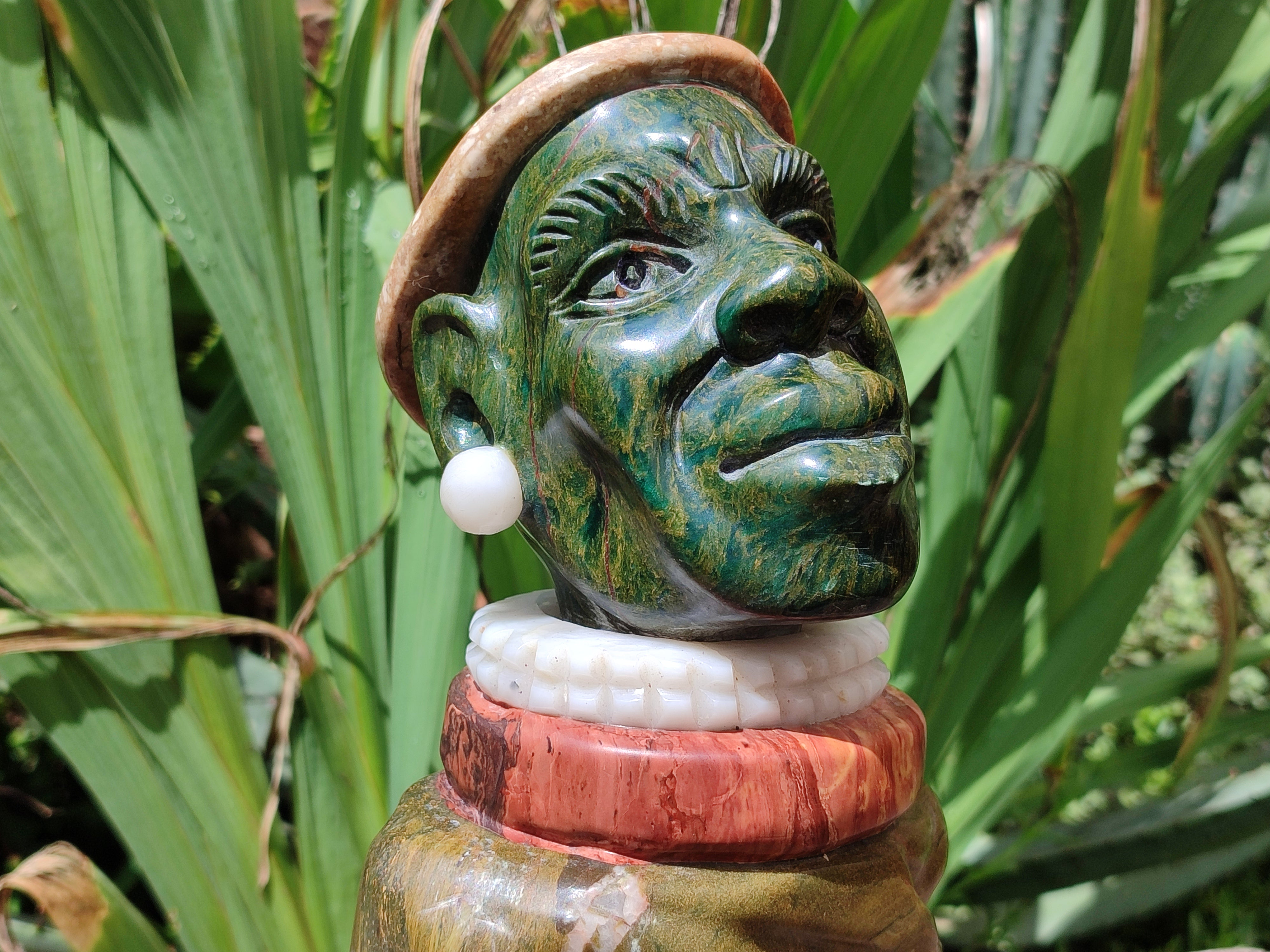 Hand Made African Male Bust Carving x 1 From Zimbabwe