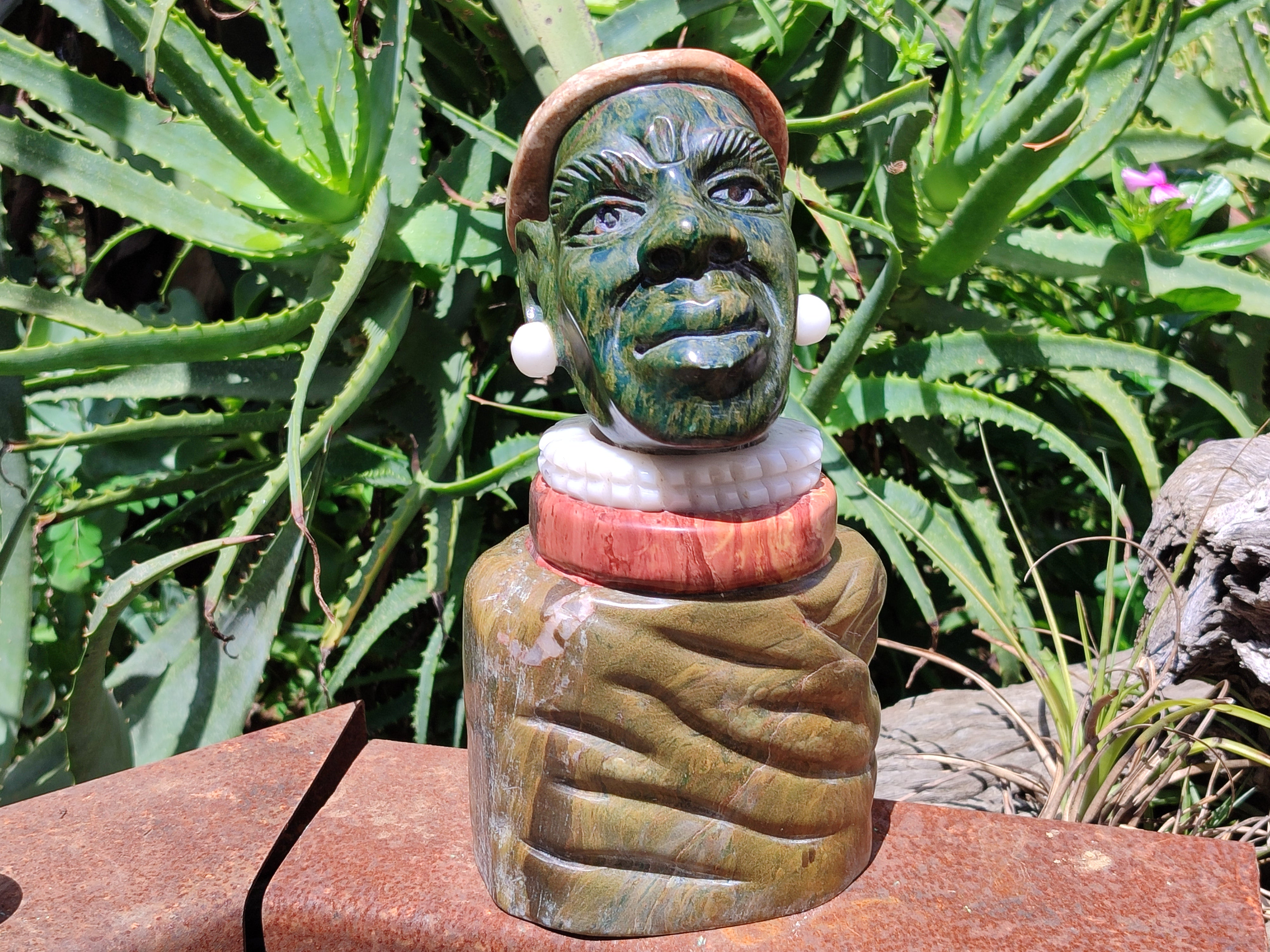 Hand Made African Male Bust Carving x 1 From Zimbabwe