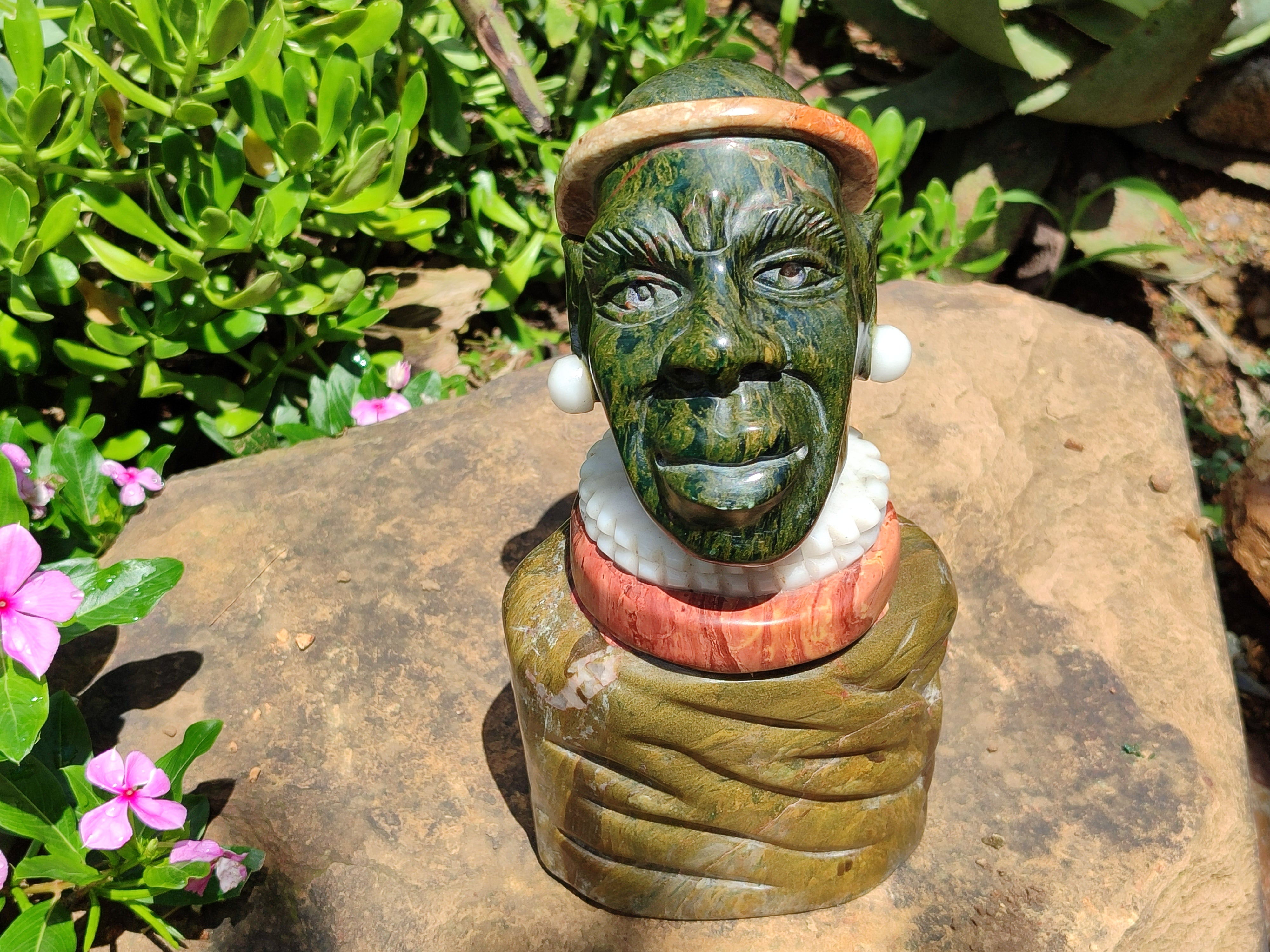 Hand Made African Male Bust Carving x 1 From Zimbabwe